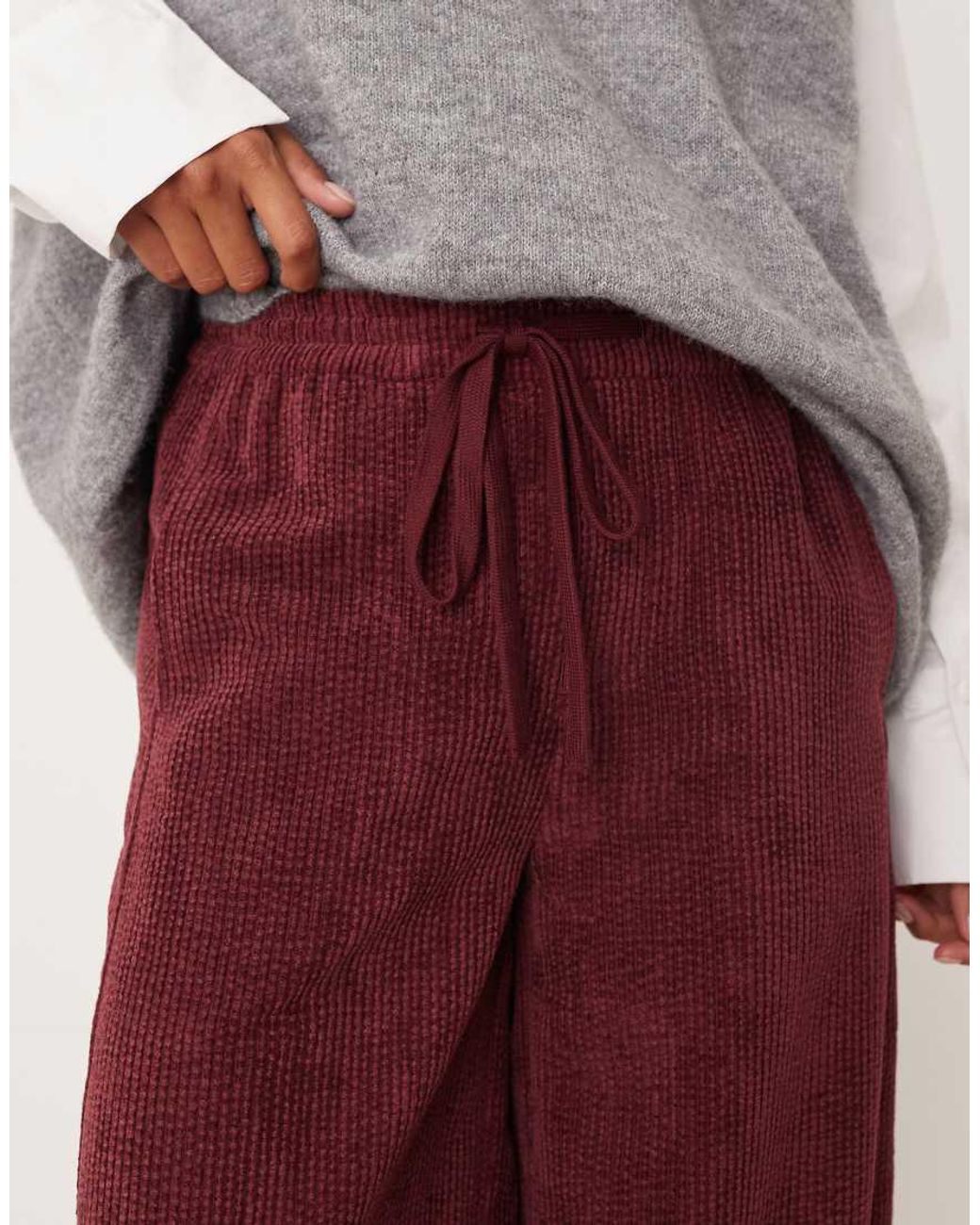 ASOS Red Asos Design Petite Pull On Barrel Leg Cord Trousers