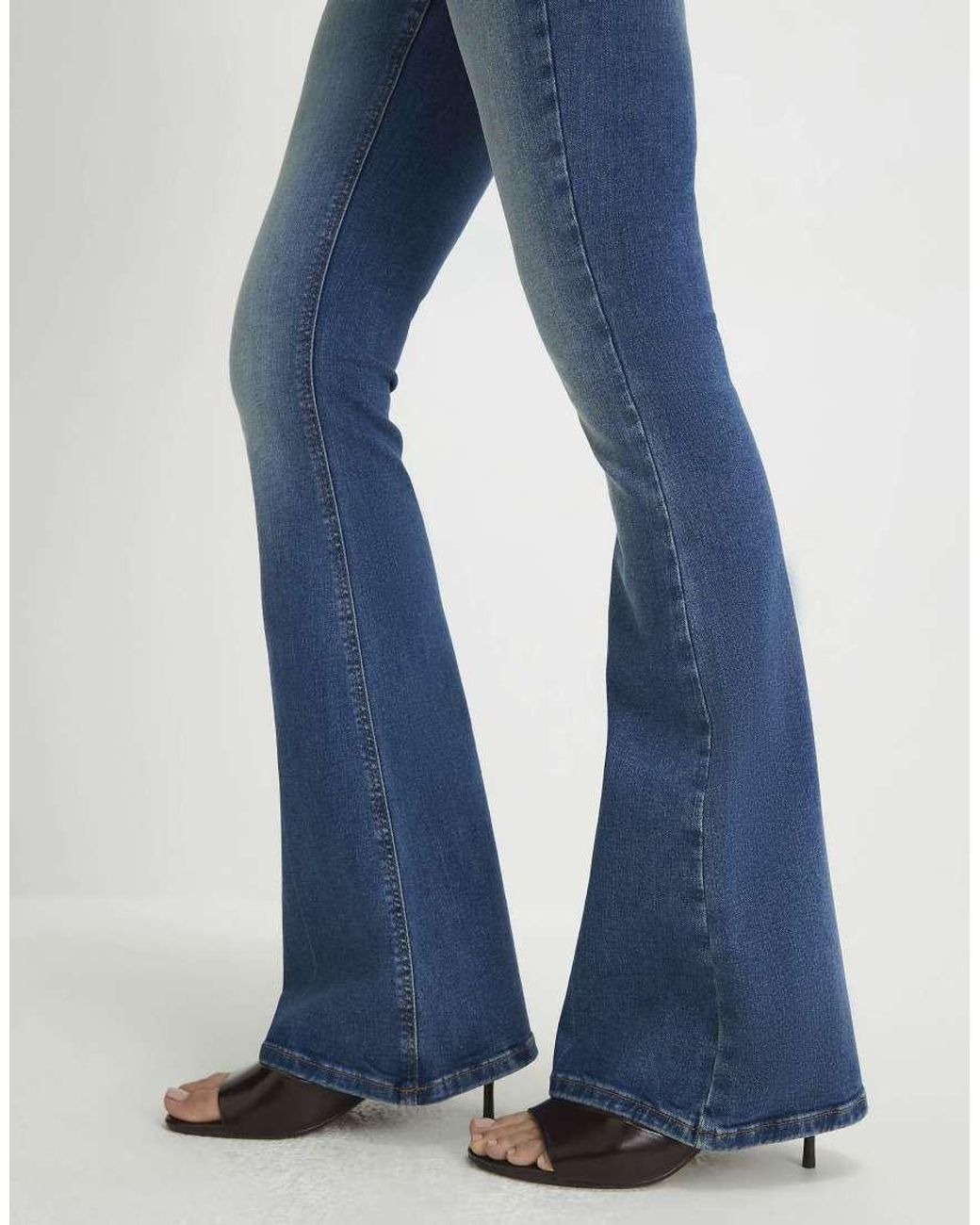 River Island Blue Washed Sculpt Flare Jeans