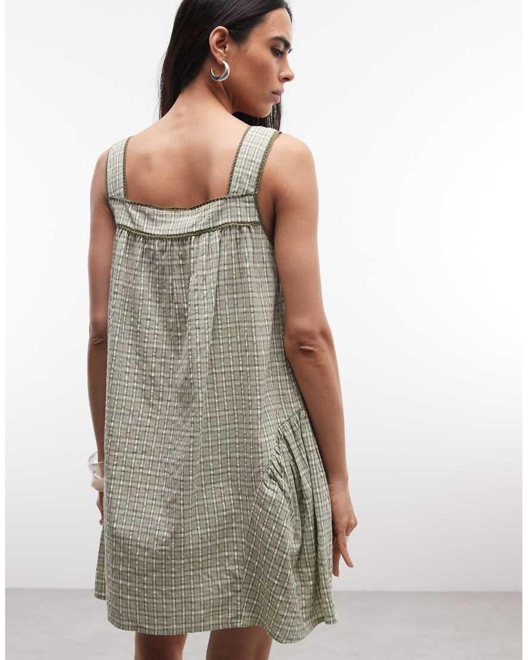 Reclaimed Vintage Green Mini Dress With Lace Trim And Hip Seam Detail