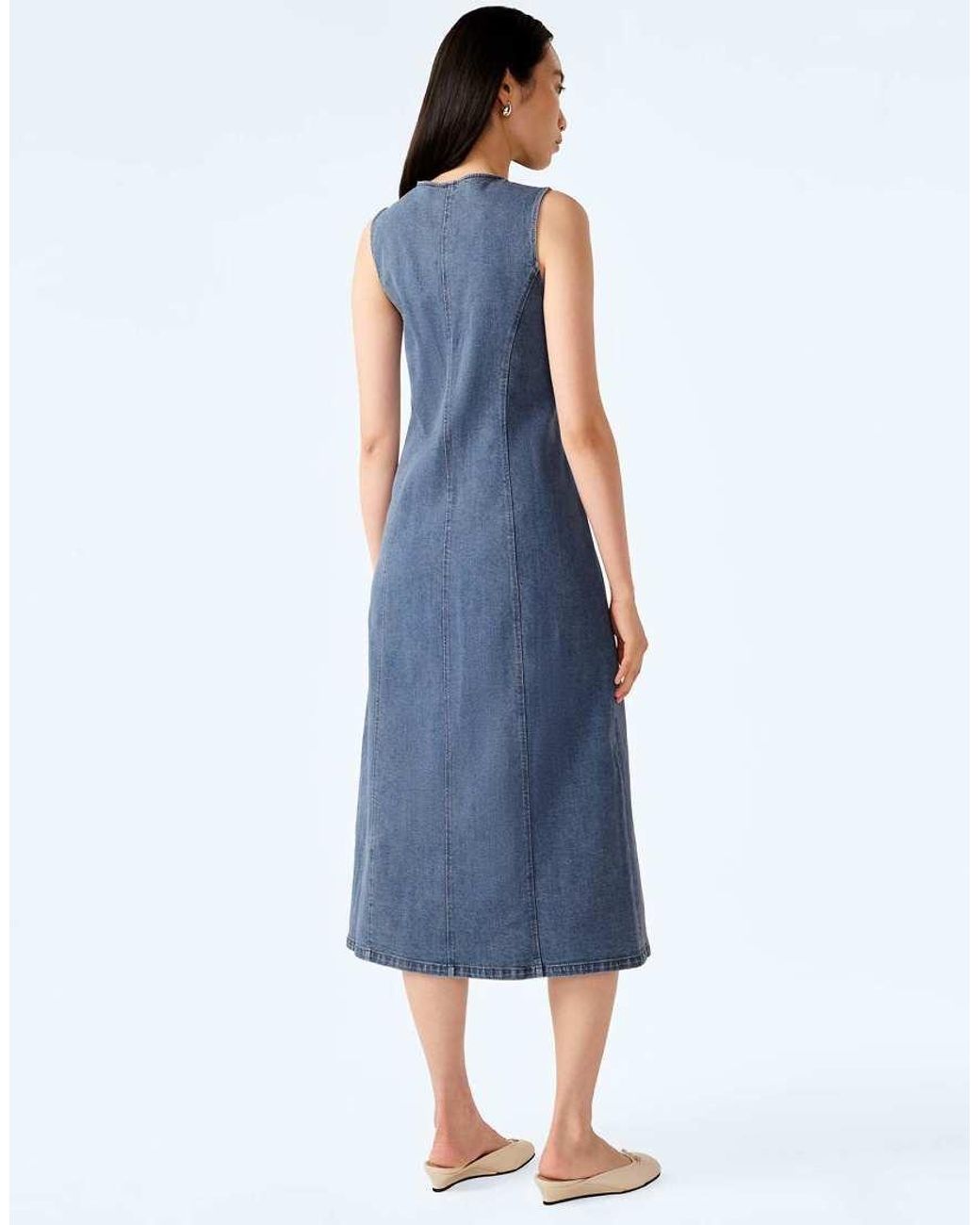 OMNES Blue Dresses Carter Sleeveless Denim Midi Dress