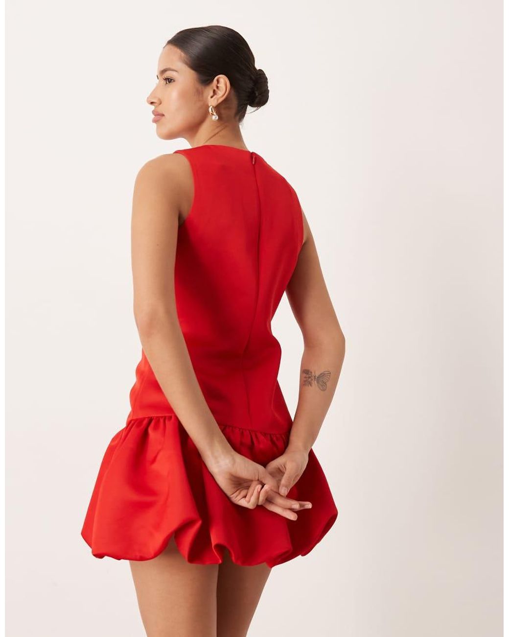 Gina Tricot Red Sleeveless Balloon Mini Dress