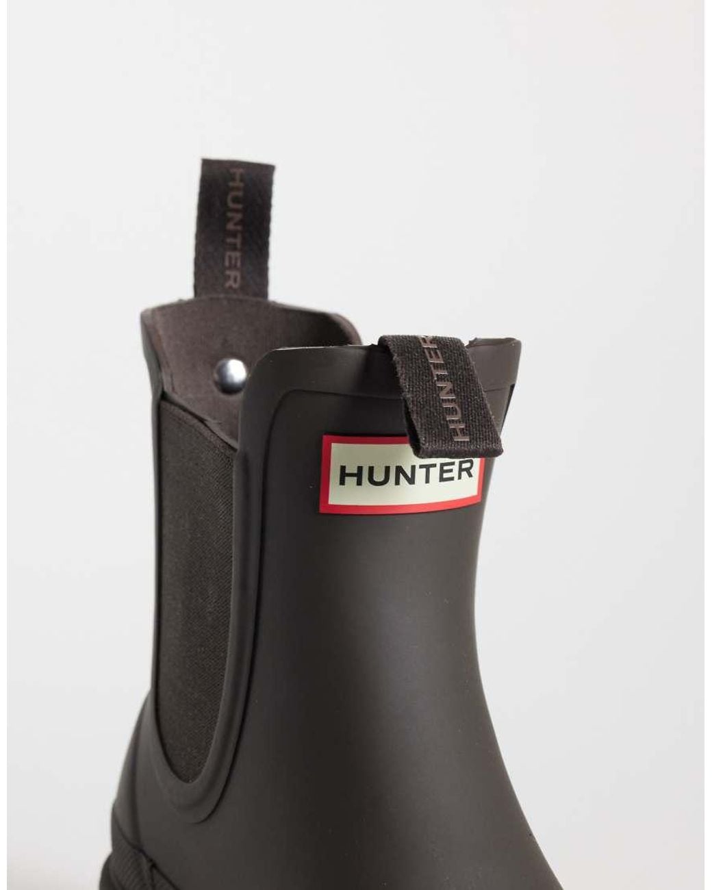 Hunter Black Unisex Elements Elastic Short Chelsea Wellington Boots