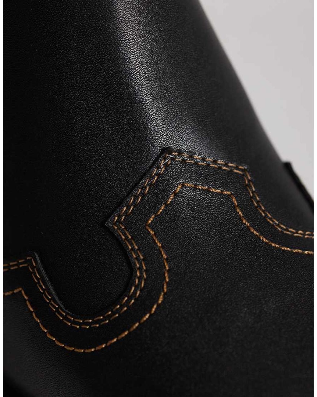 ASOS Black Curve Celestine Flat Western Knee Boots