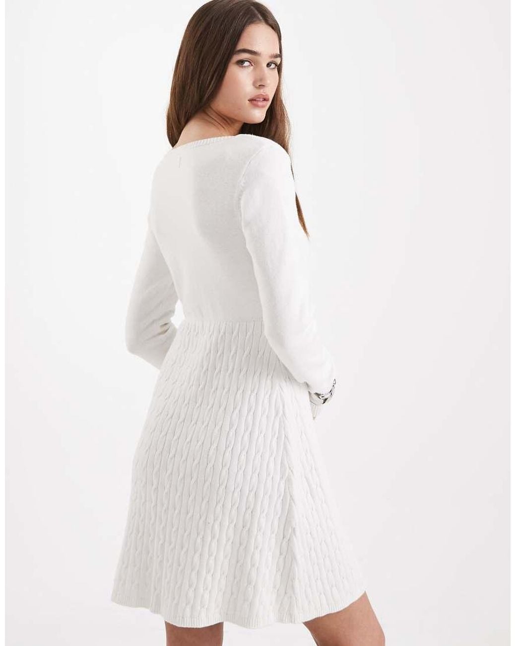 Hollister White Button Front Babydoll Knitted Mini Dress