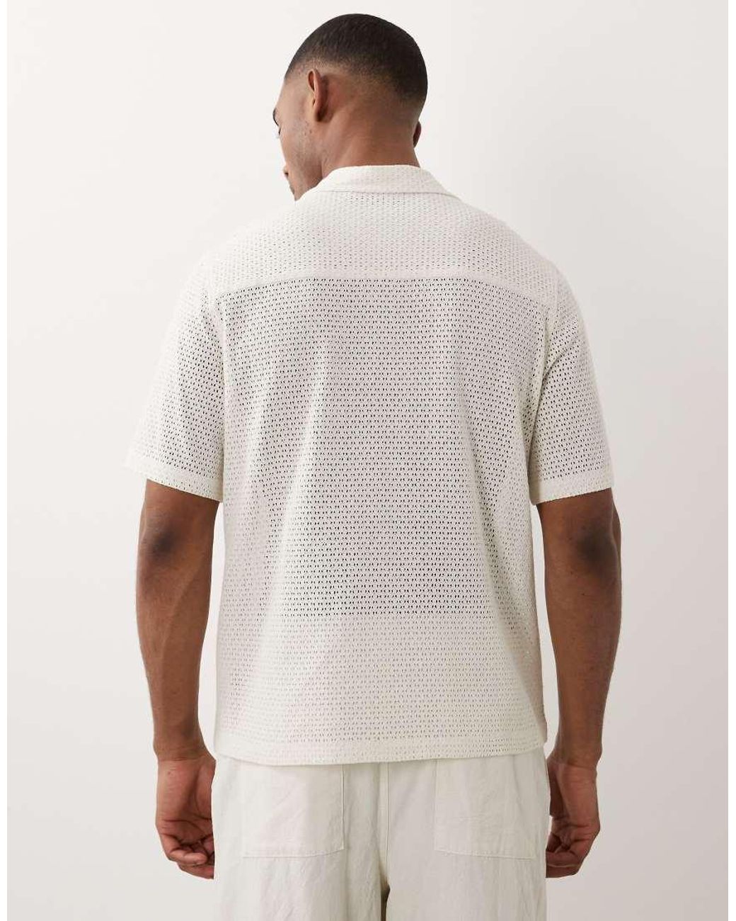 ASOS White Relaxed Revere Textured Shirt for men