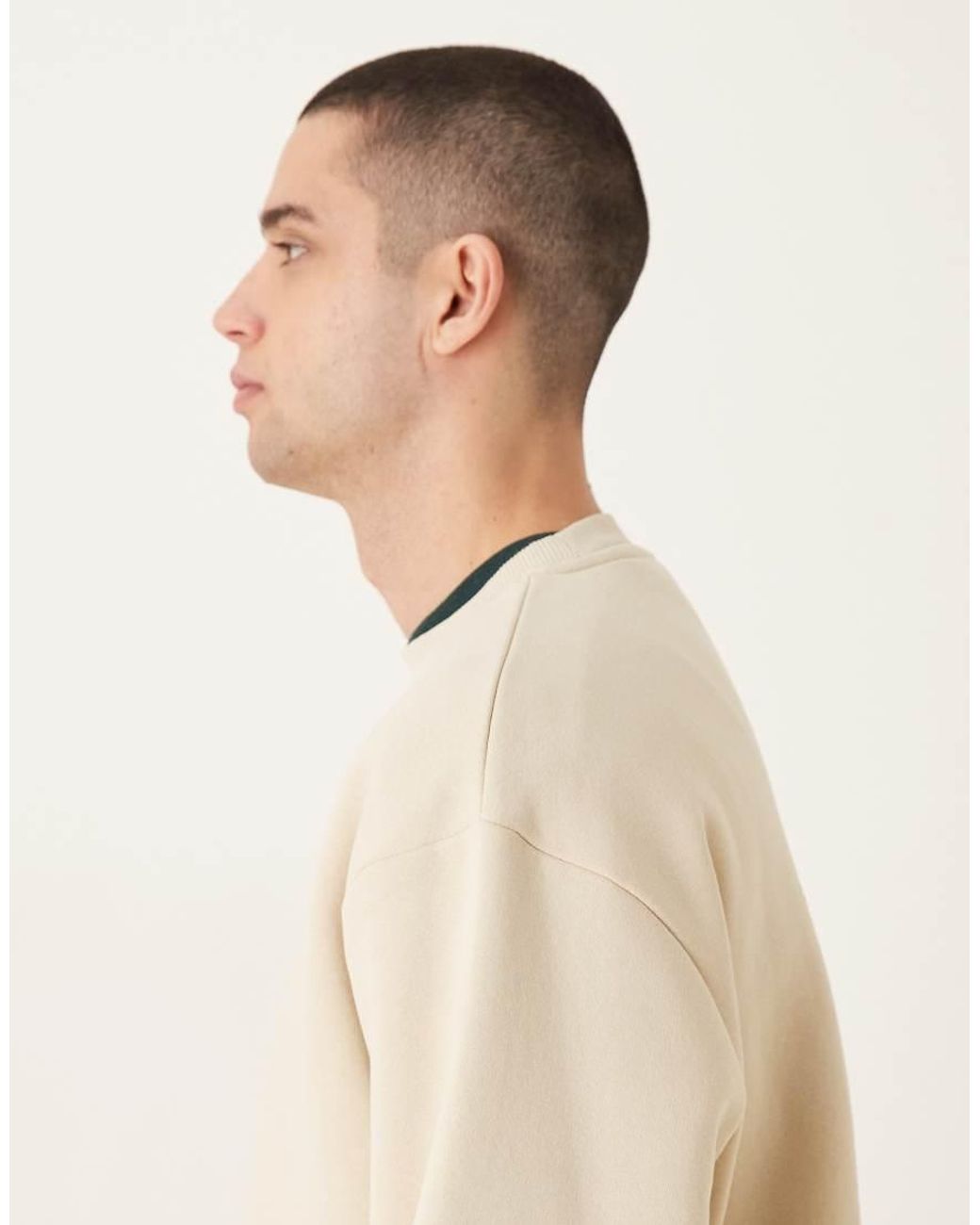 ASOS Natural Relaxed Fit Sweatshirt With Souvenir Print for men