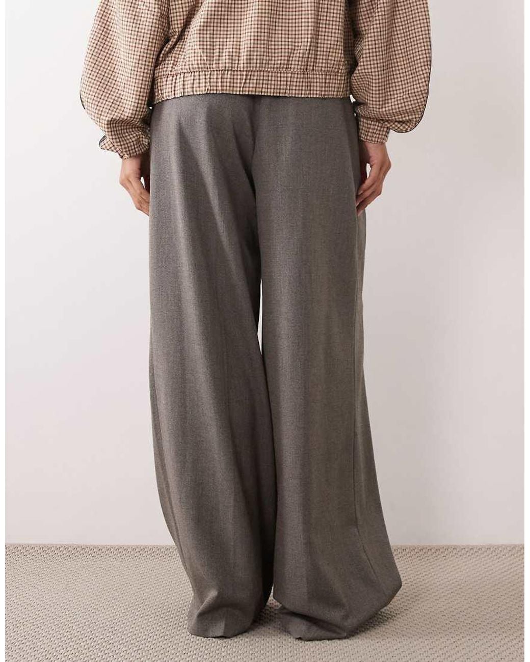 ASOS Gray Pleat Detail Oversized Tailored Trouser