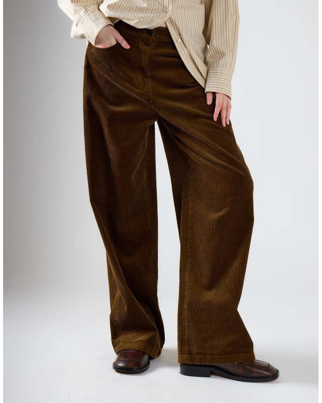 Glamorous Natural Wide-Leg Corduroy Trousers