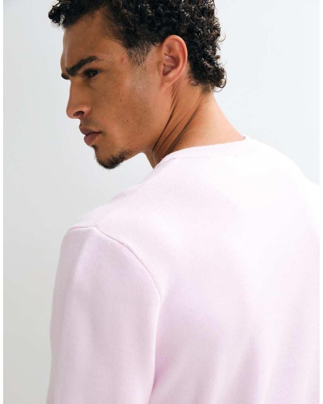 ASOS Pink Oversized V-Neck Knitted Jumper for men
