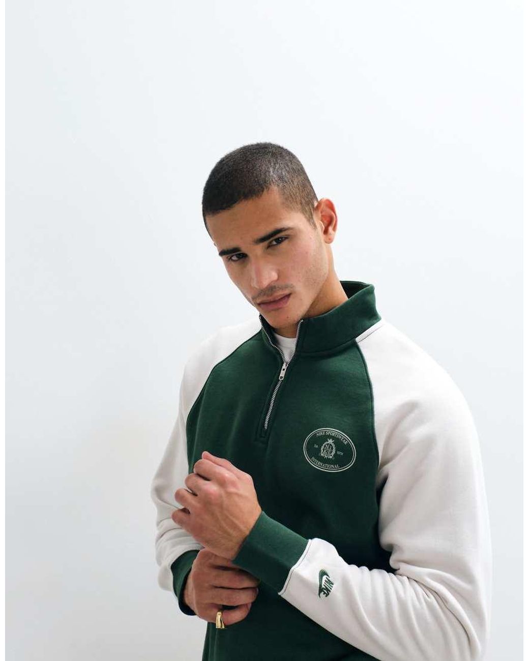 Nike Green Club Ncc 1/4 Zip Logo Sweatshirt for men