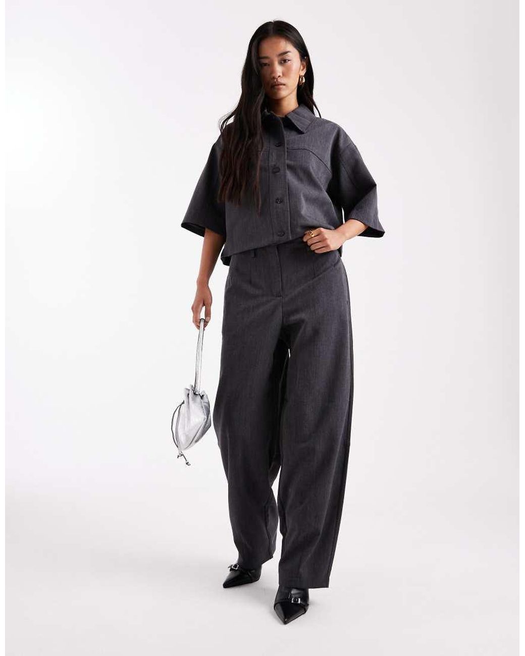 Object Black High Waist Wide Leg Trouser Co-ord