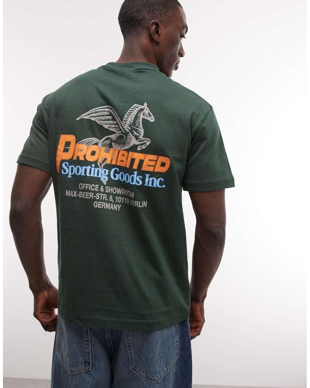 Prohibited Green Showroom Back Print T-shirt for men