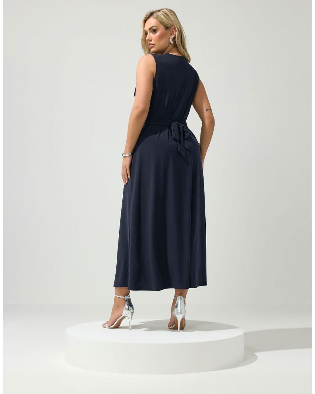 Yours Clothing Blue Abstract Knot Detail Dress