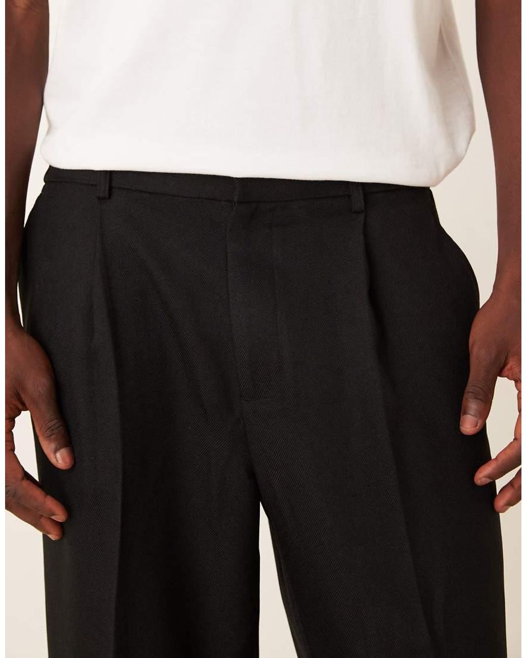 ASOS Black Oversized Tapered Tailored Pants With Quarter Elasticized Waist for men