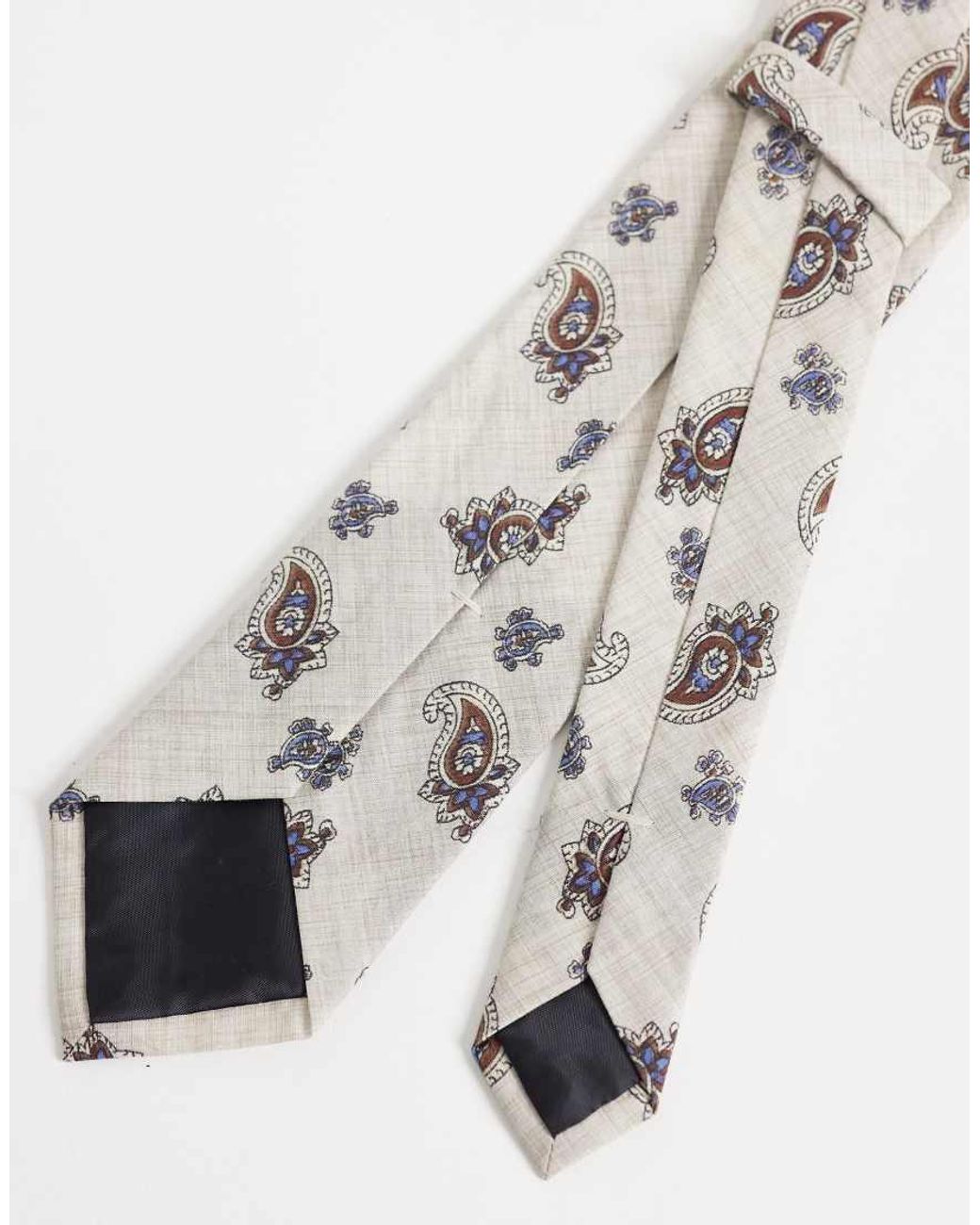 ASOS Gray Paisley Tie And Pocket Square for men