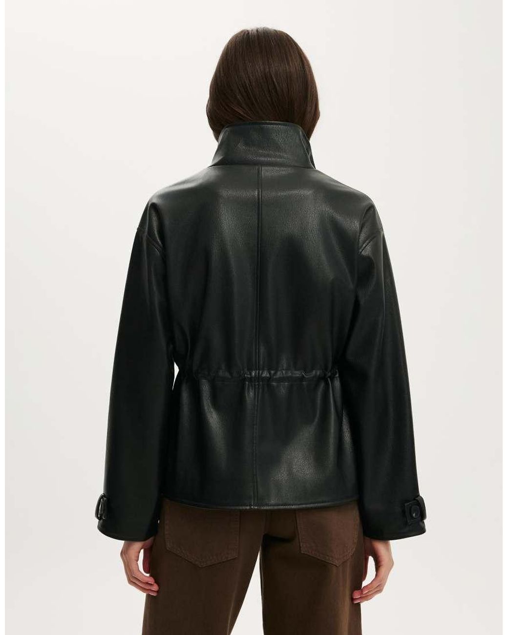 Cotton On Black Eli Faux Leather Parka