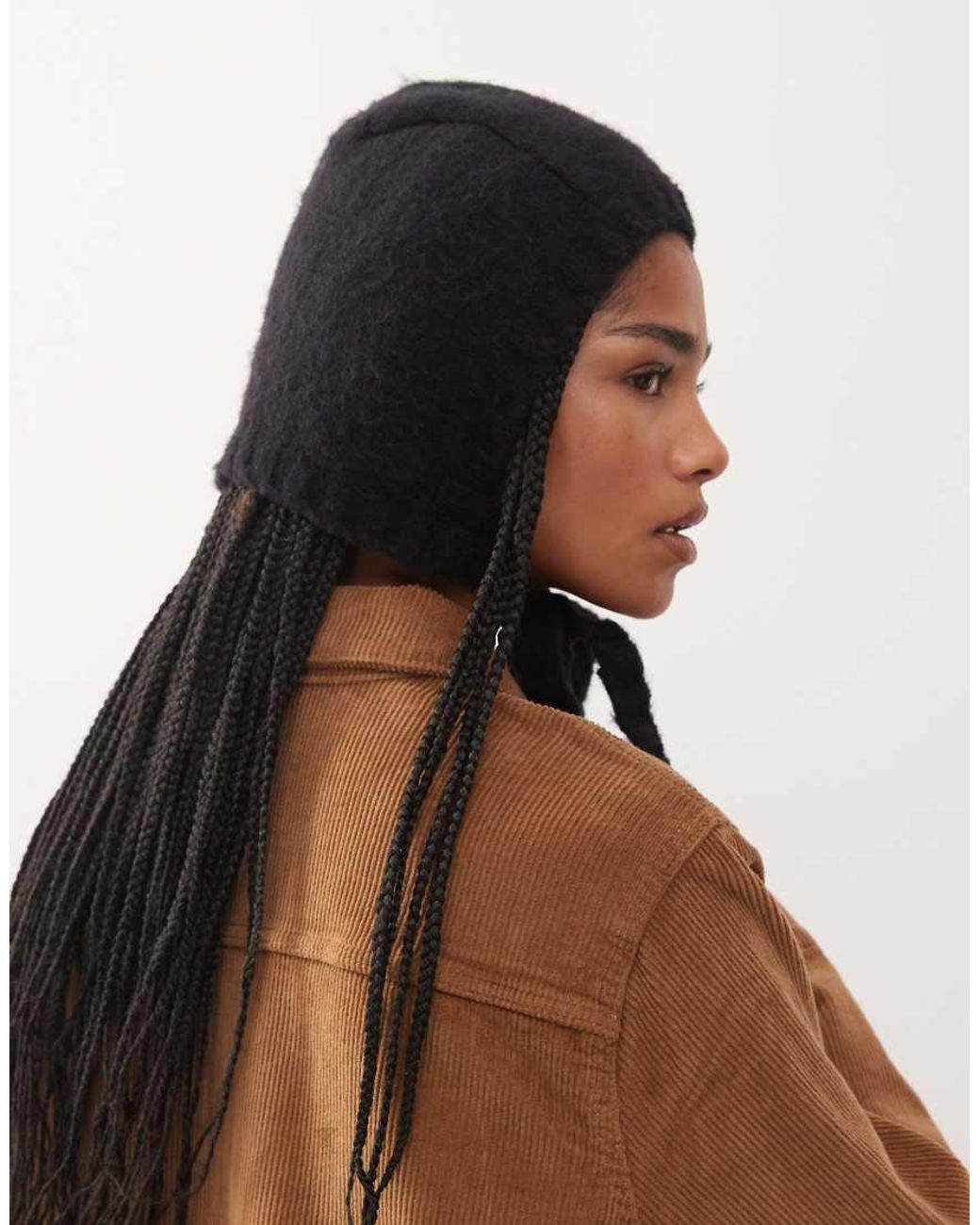 Monki Brown Knitted Balaclava Bonnet