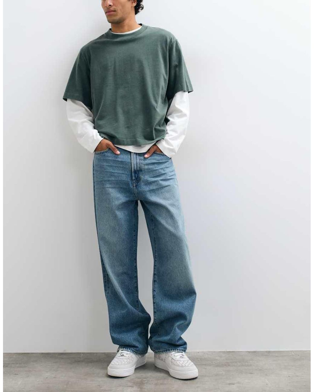 Abercrombie & Fitch Blue baggy Fit Jeans for men