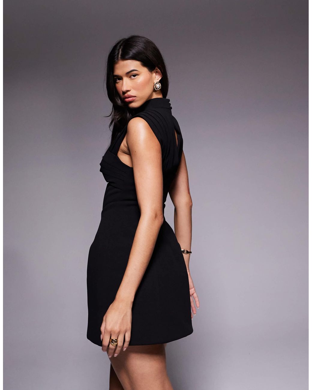 ASOS Black Ruched Bust Structured Mini Dress