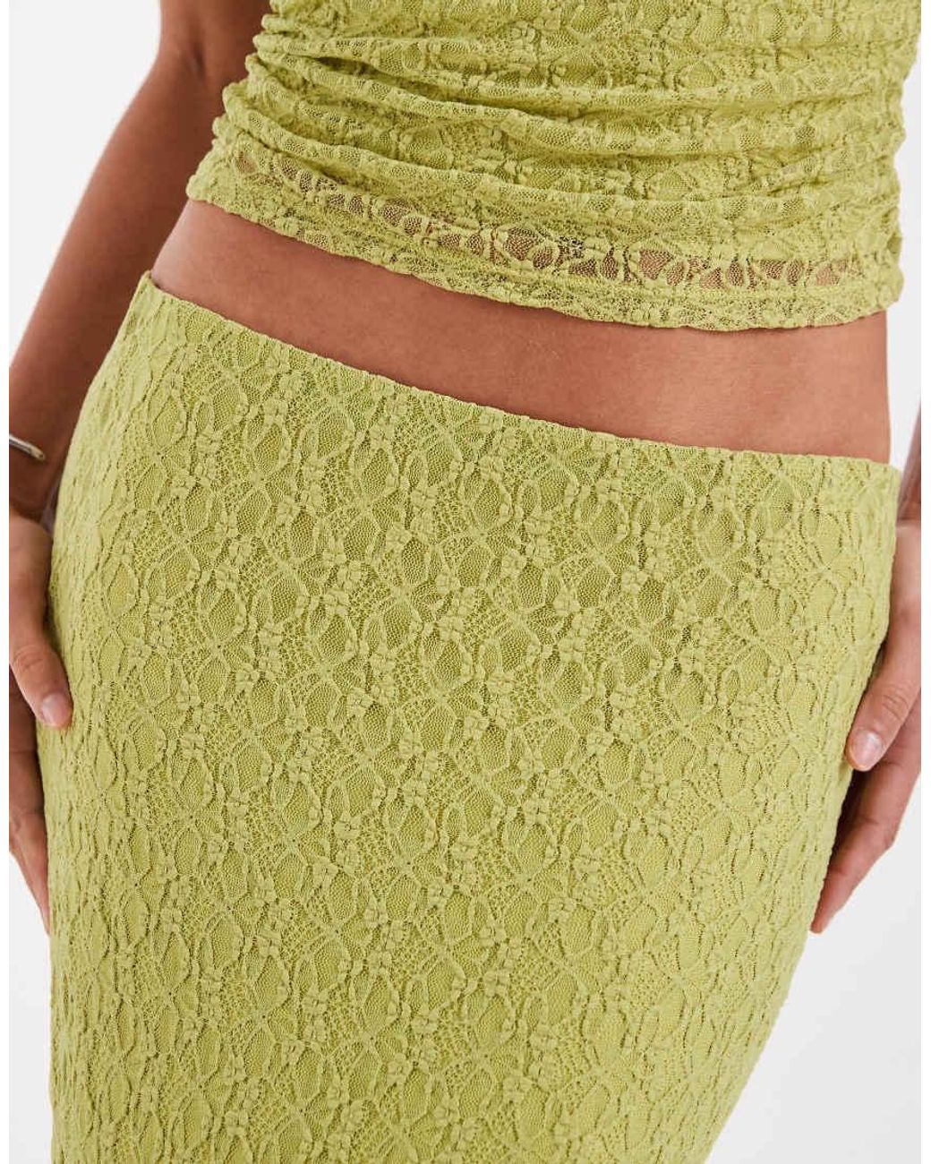 JJXX Green Co-ord Lace Midi Skirt