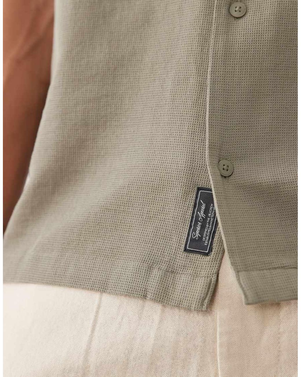 Jack & Jones Gray Waffle Short Sleeve Shirt for men