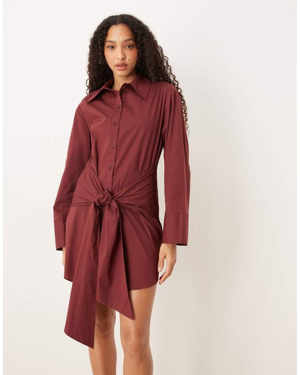 ASOS Red Shirt Mini Dress With Wrap Front Detail
