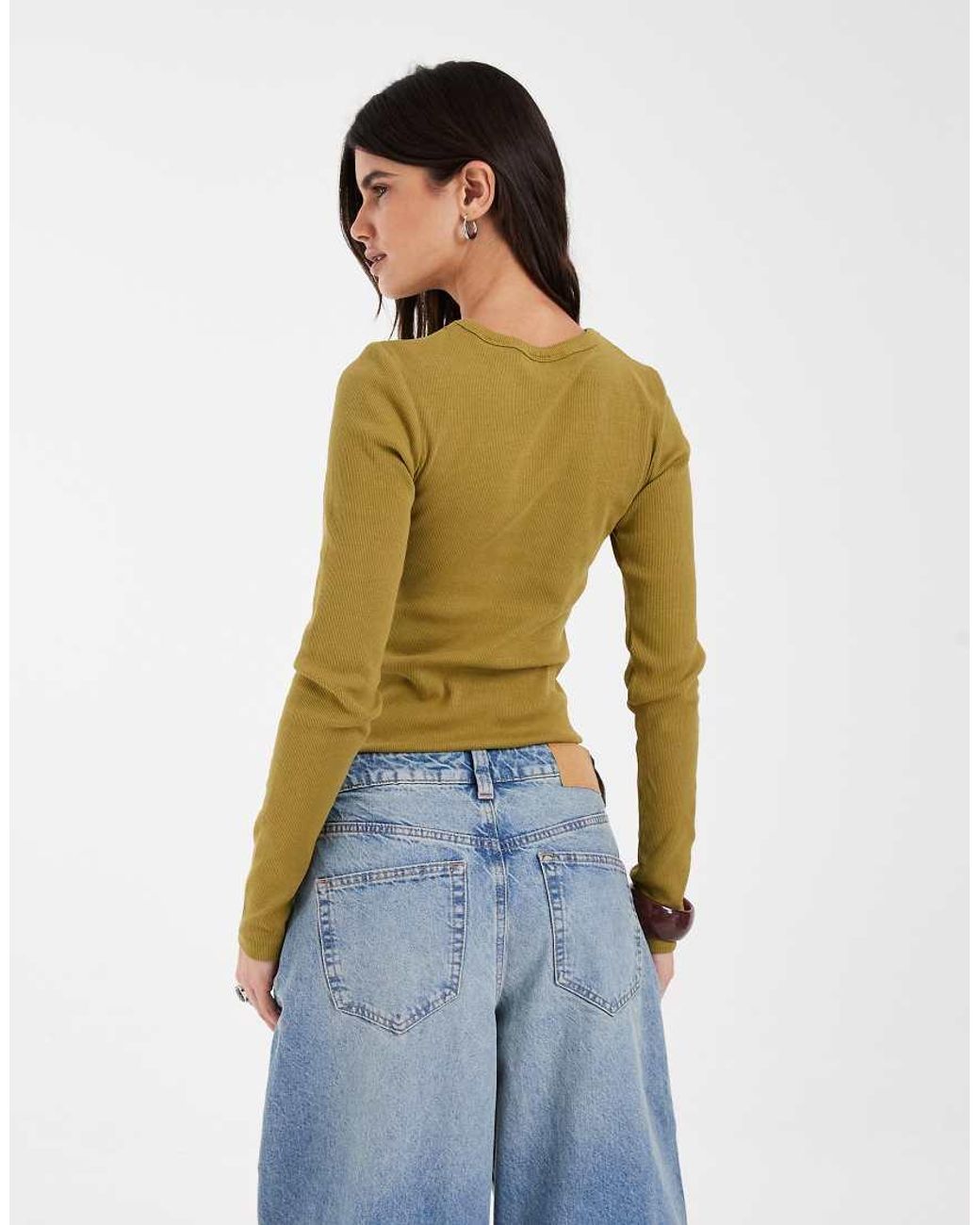 JJXX Blue Long Sleeve Ribbed Top