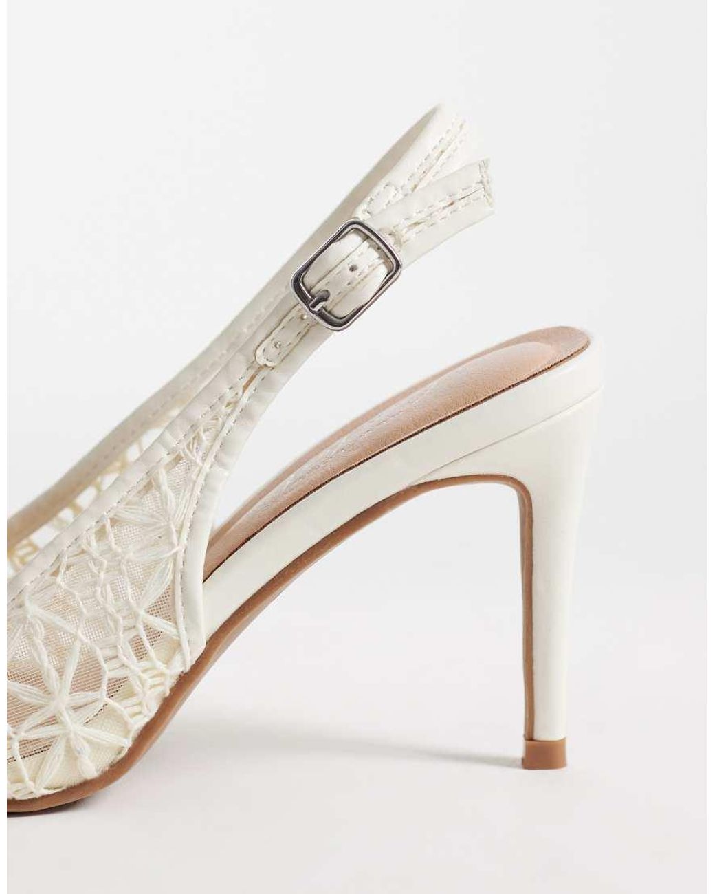 New Look White Crochet Slingback Heeled Shoe