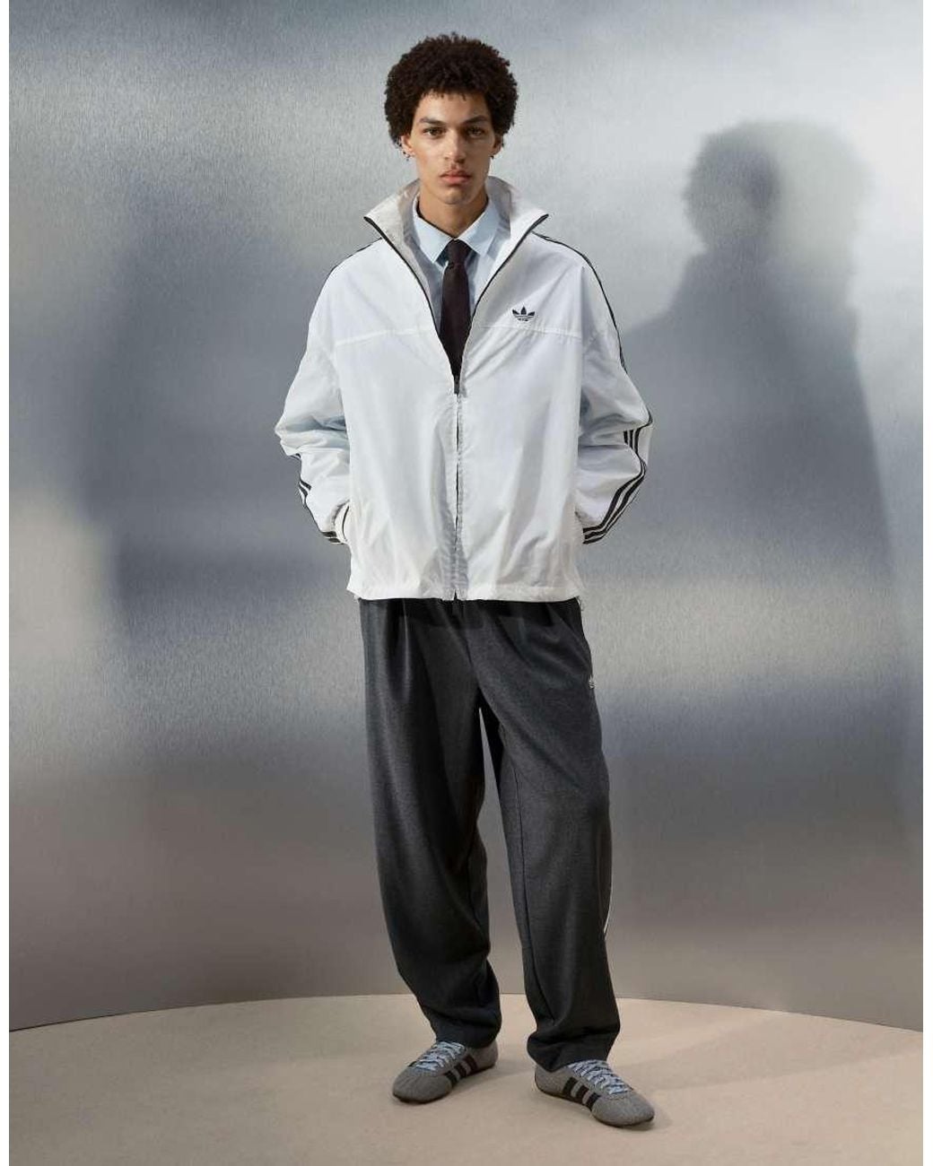 adidas Originals x ASOS White Oversized Zip Through Shirt for men