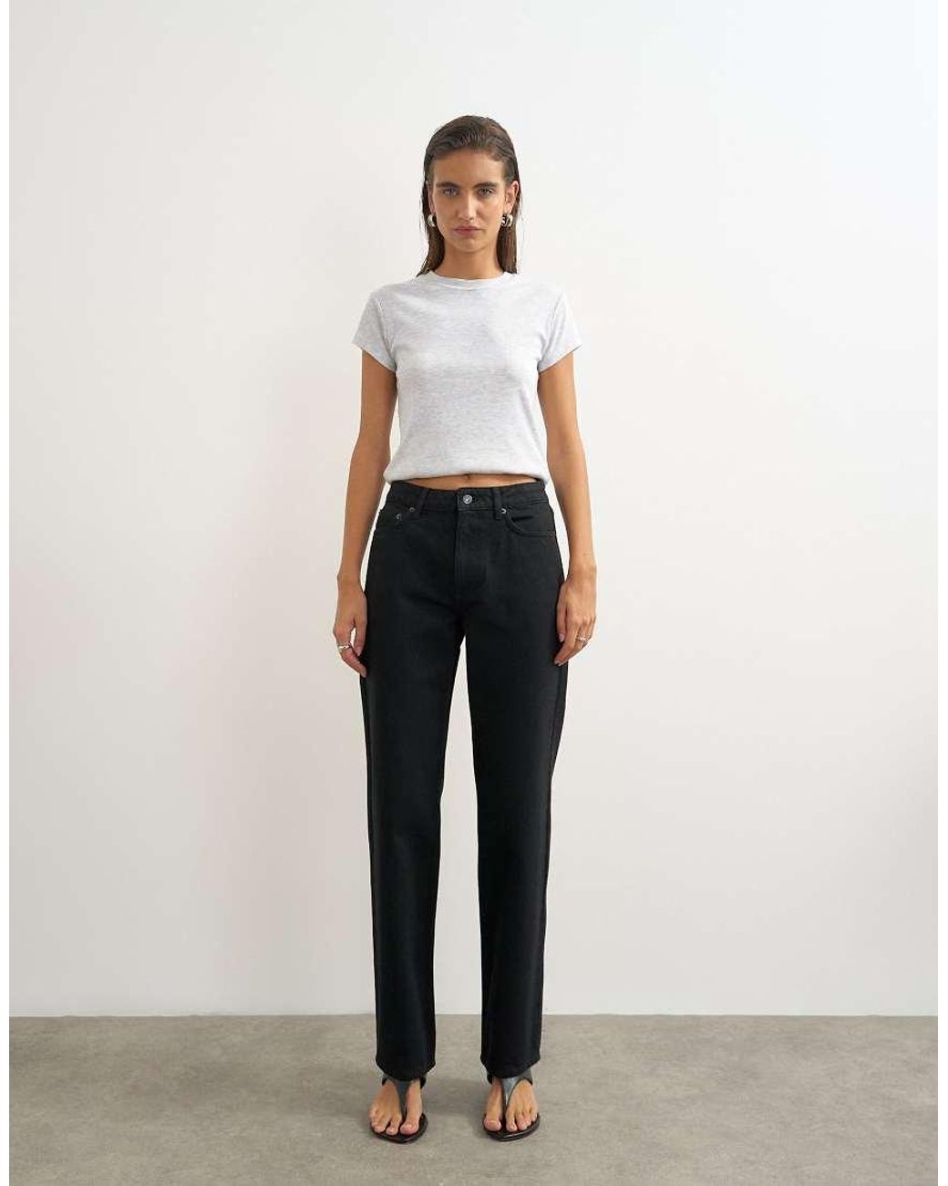 TOPSHOP White Vintage Straight Mid Rise Jean