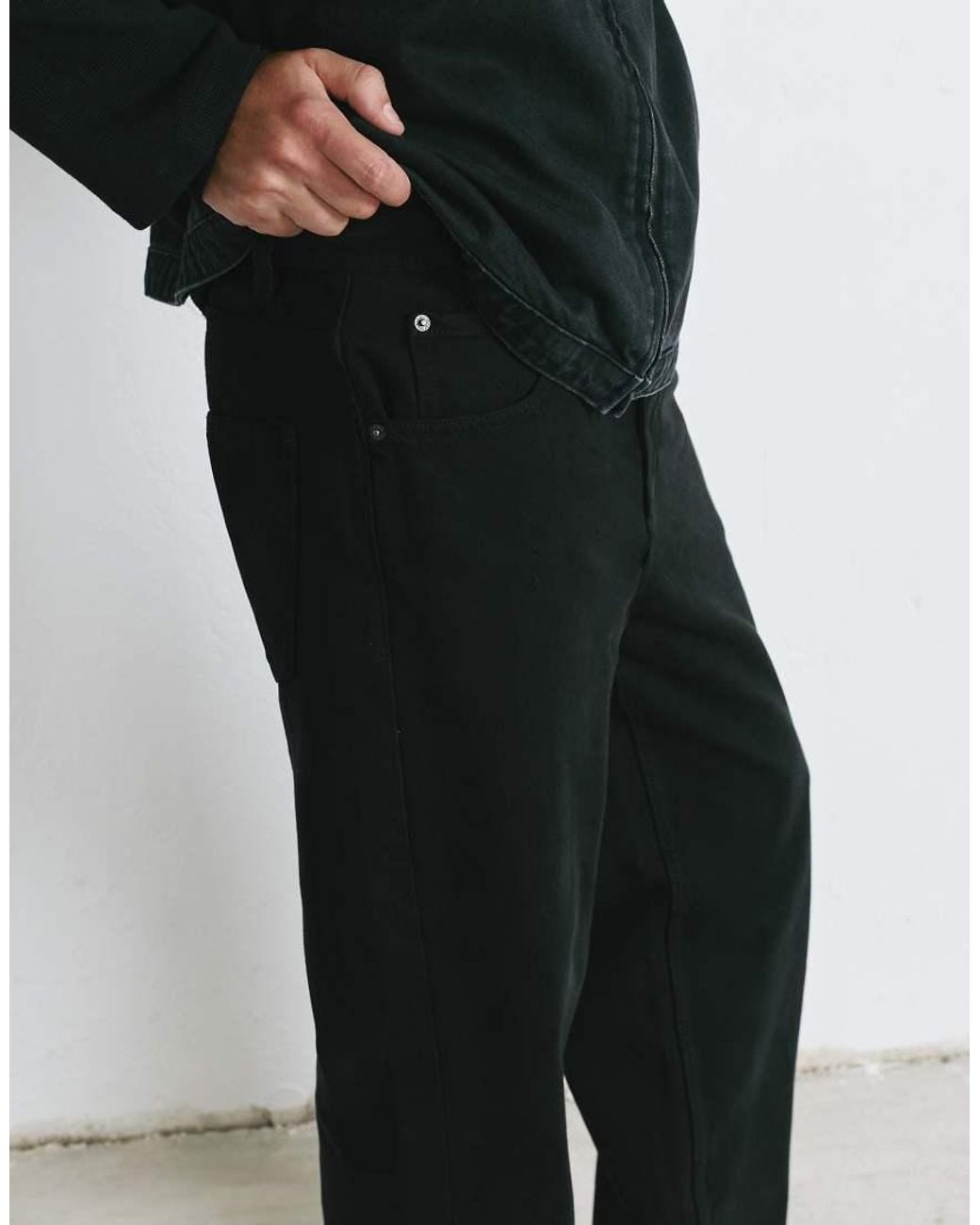 Pull&Bear Black Baggy Jeans for men