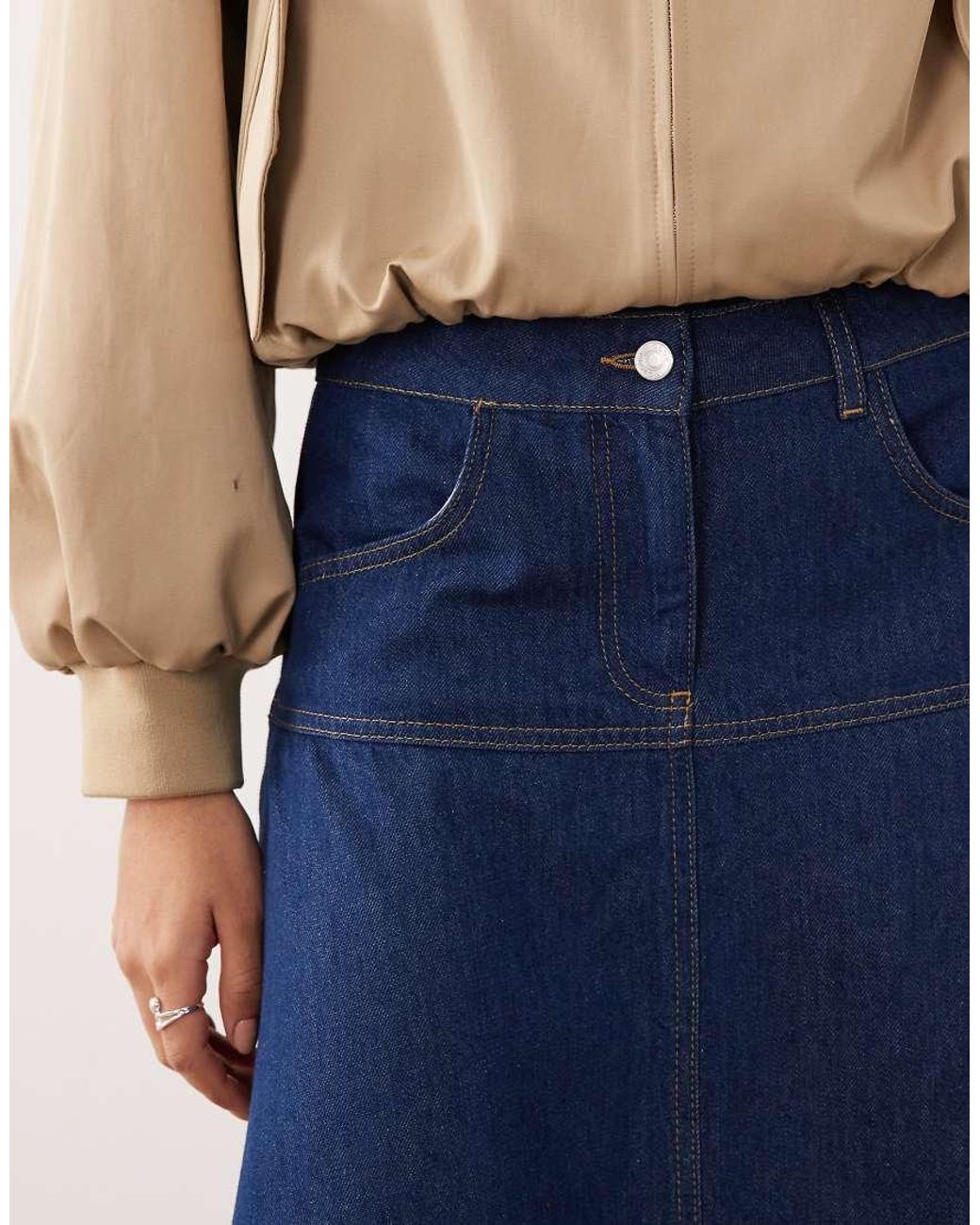 ASOS Blue Drop Waist Denim Circle Skirt