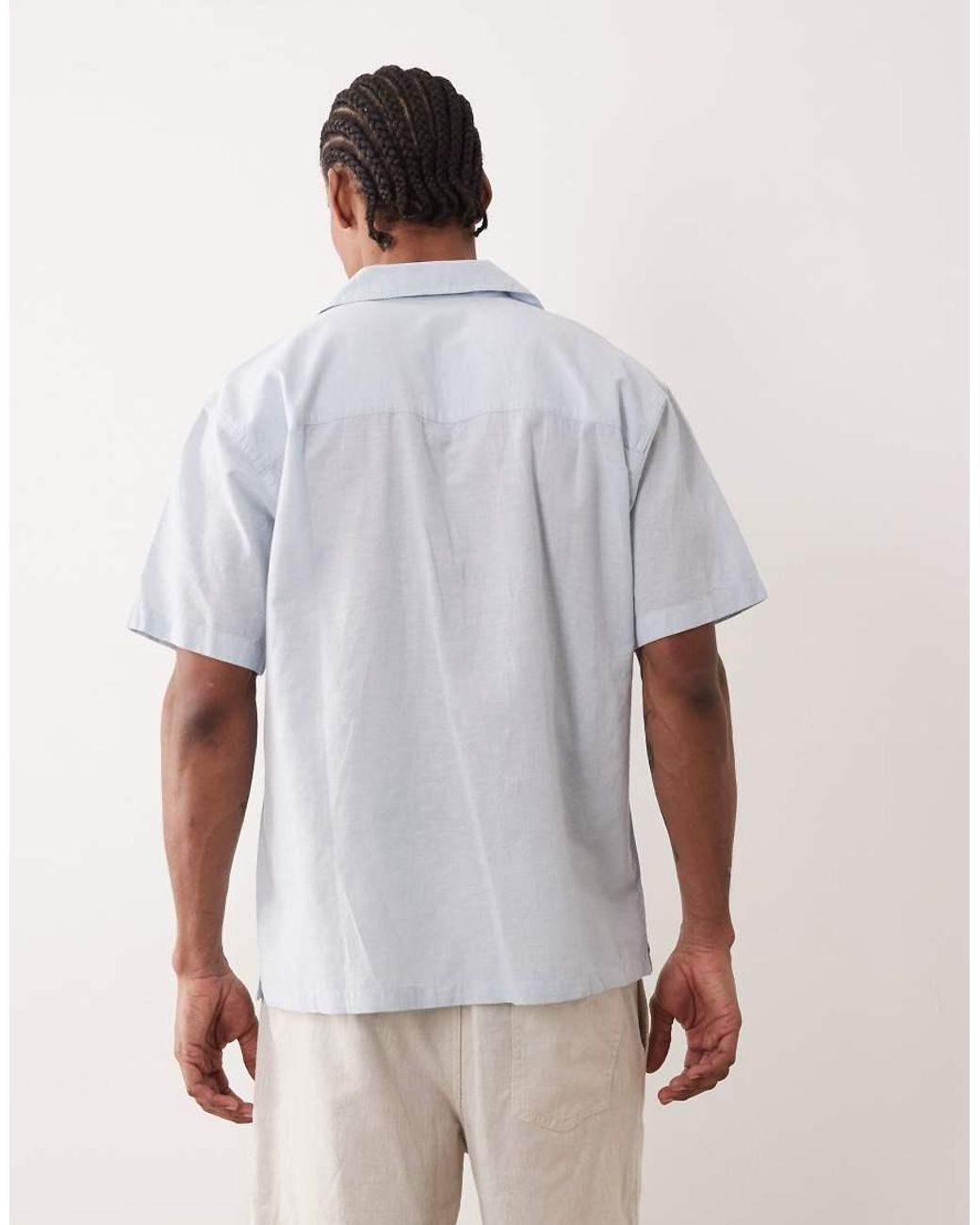 Jack & Jones White Short Sleeve Linen Blend Shirt for men