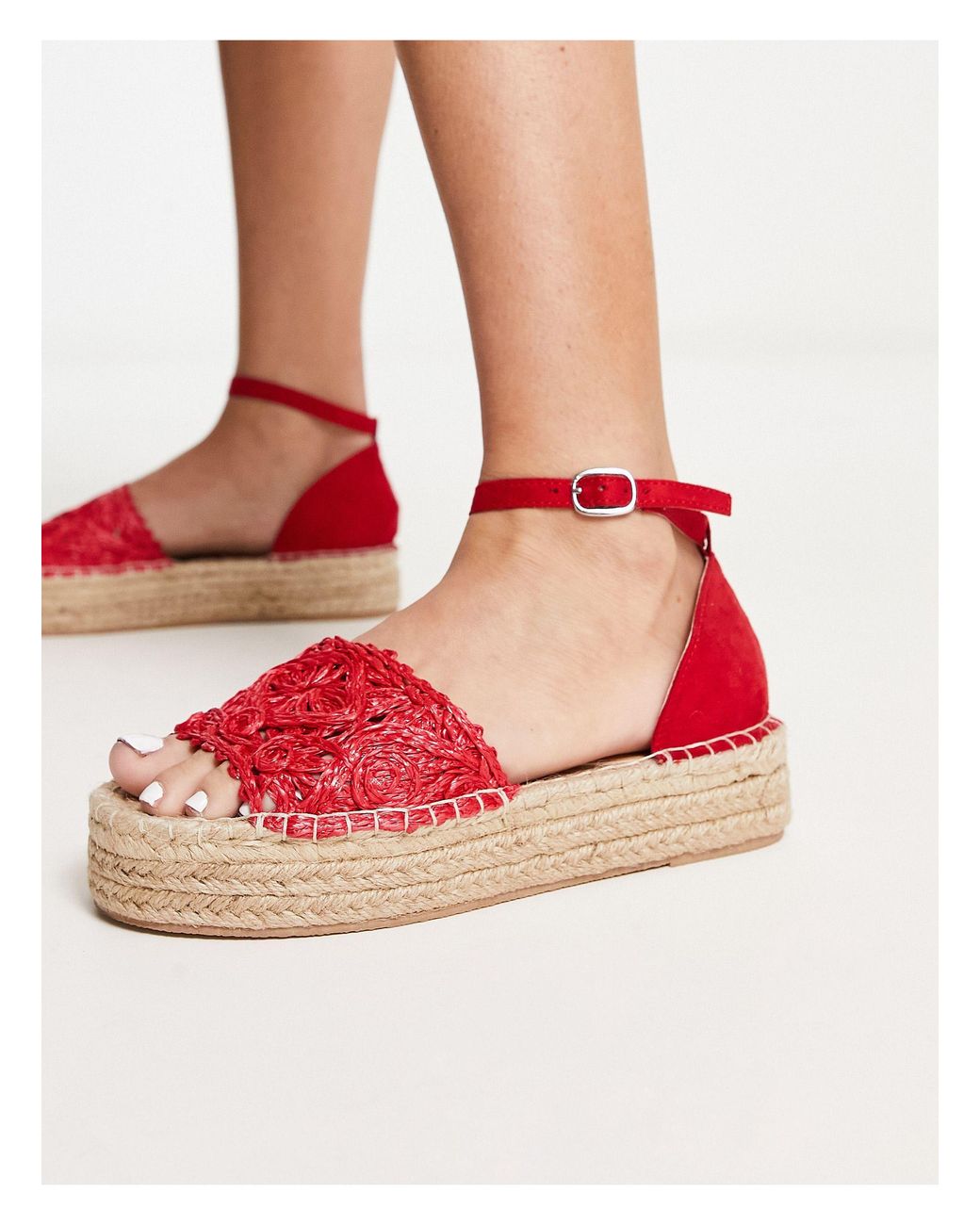Sandalias rojas 2025 planas
