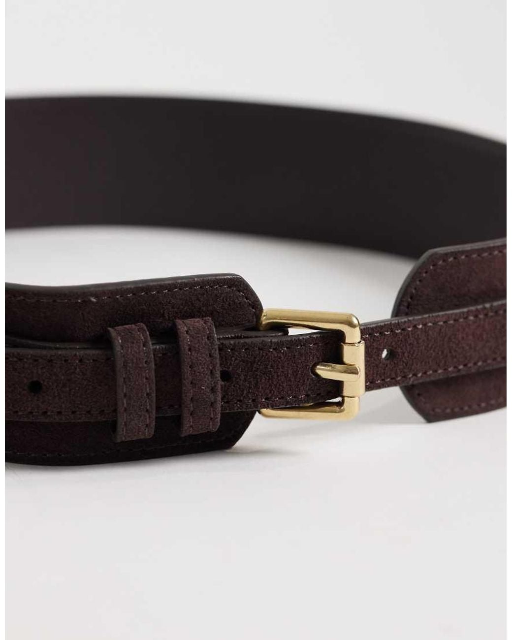 Mango Gray Faux Suede Thick Belt
