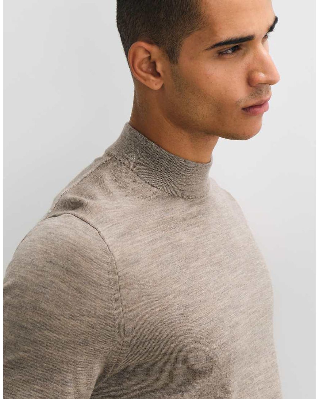 Mango Gray High Neck Knitted Jumper for men