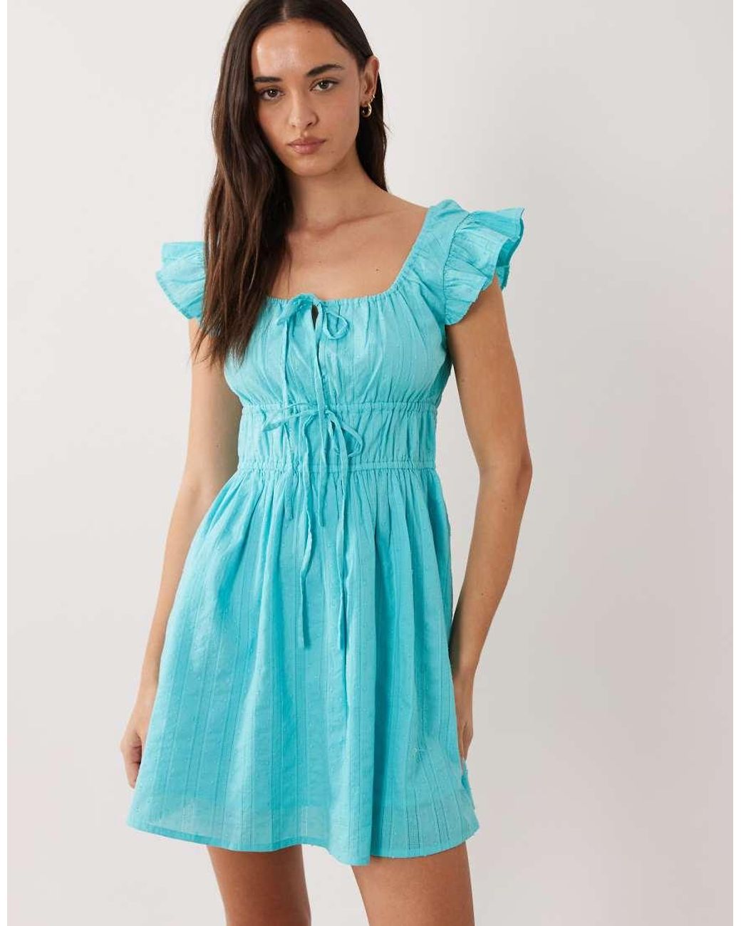 Wednesday's Girl Blue Milkmaid Mini Dress