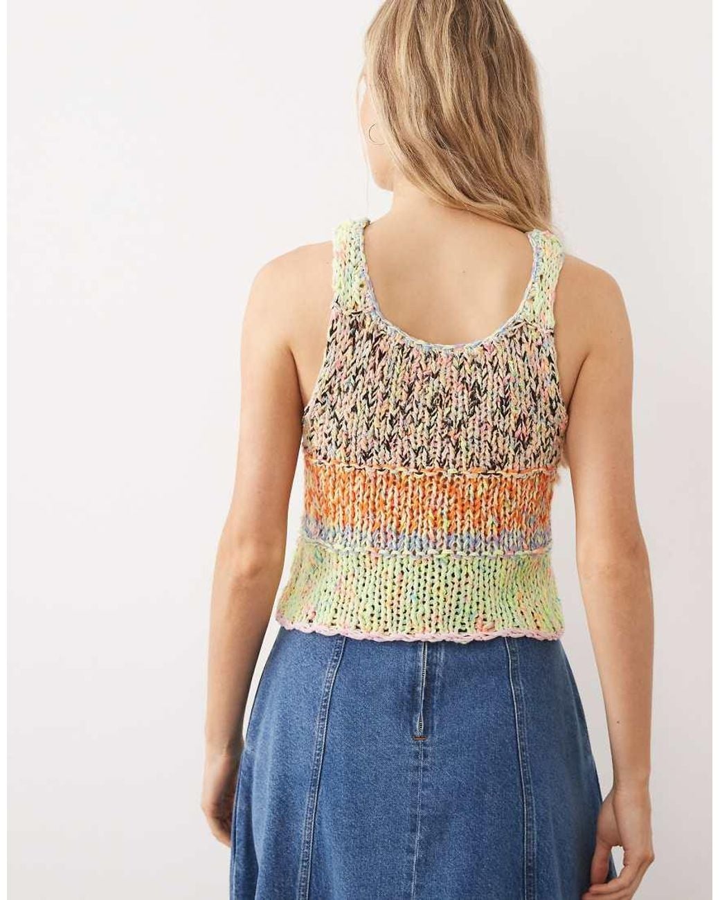 Free People Blue Sleeveless Knit Vest