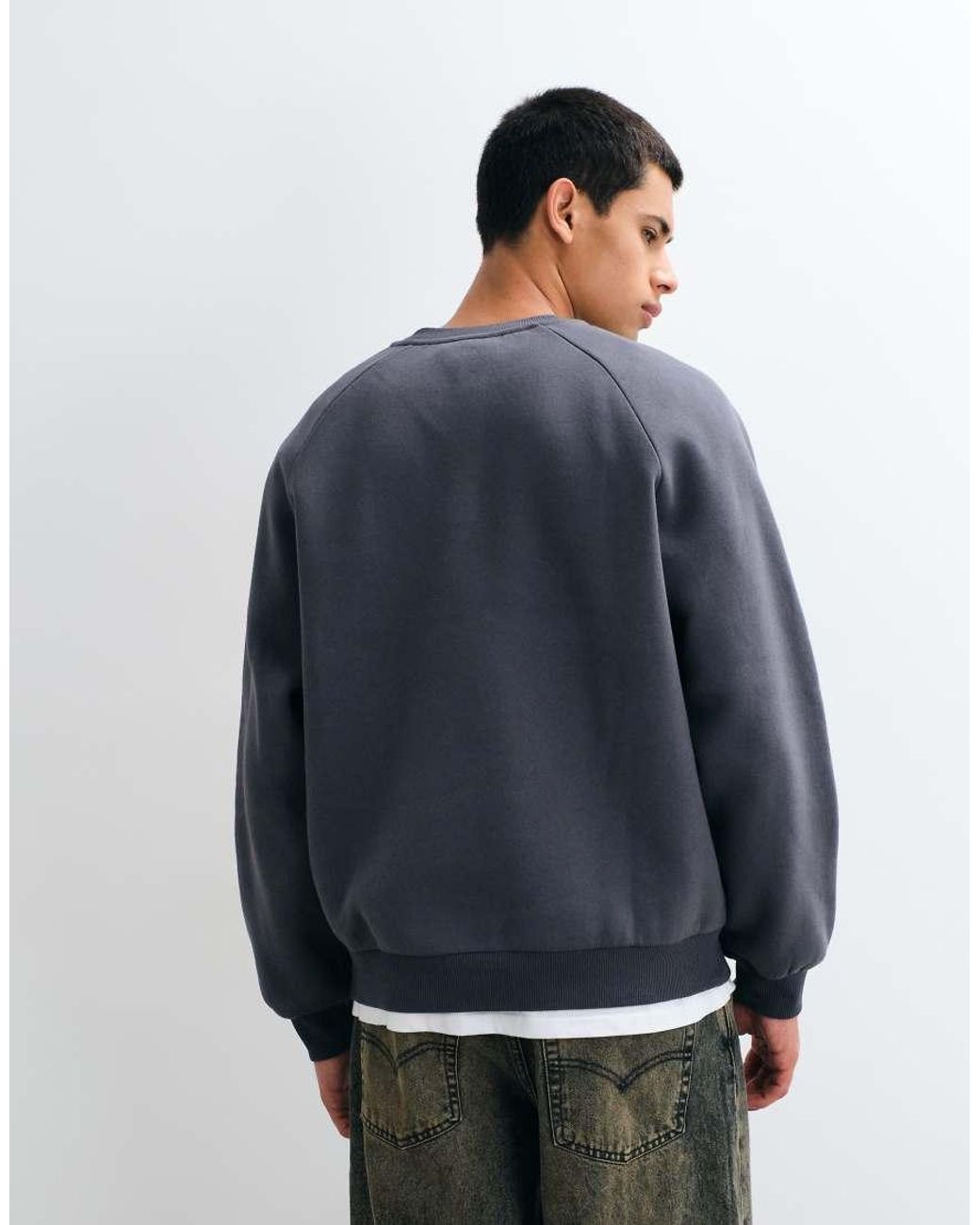 ASOS Blue Raglan Sweatshirt With Front Print for men