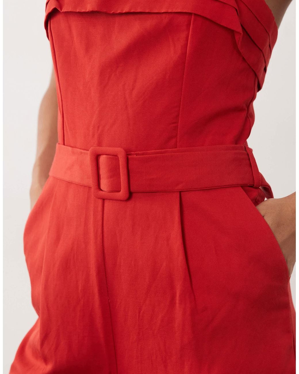 Mango Red Belted Jumpsuit