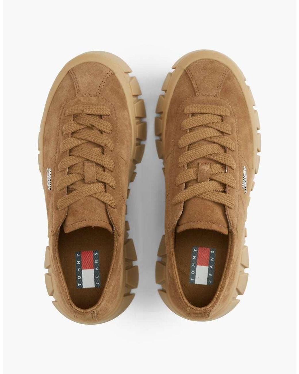 Tommy Hilfiger Brown Suede Logo Platform Trainers