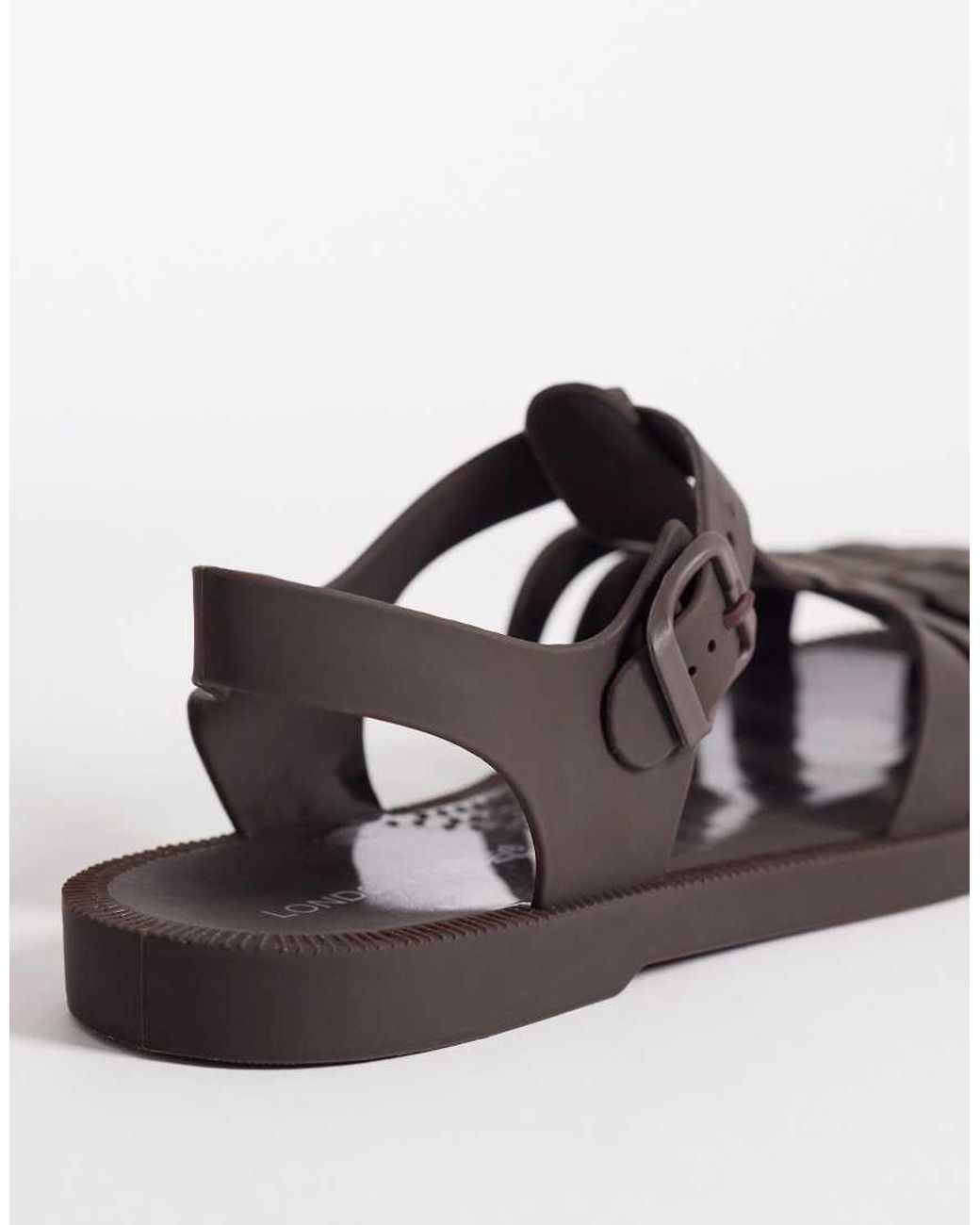 London Rebel Brown Abby Caged Flat Sandals