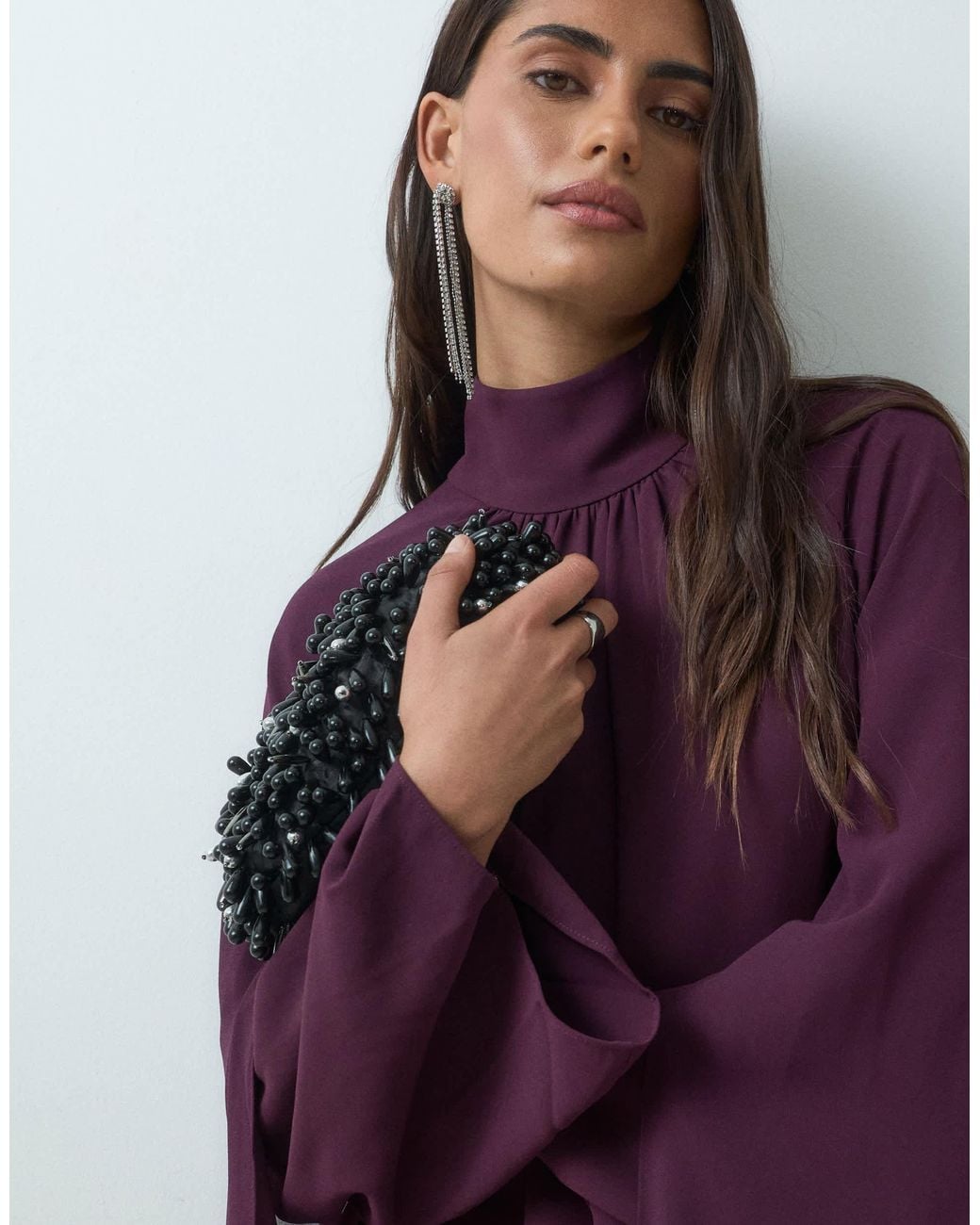 Iyal Crepe Cape Detail Maxi Dress in Purple | Lyst