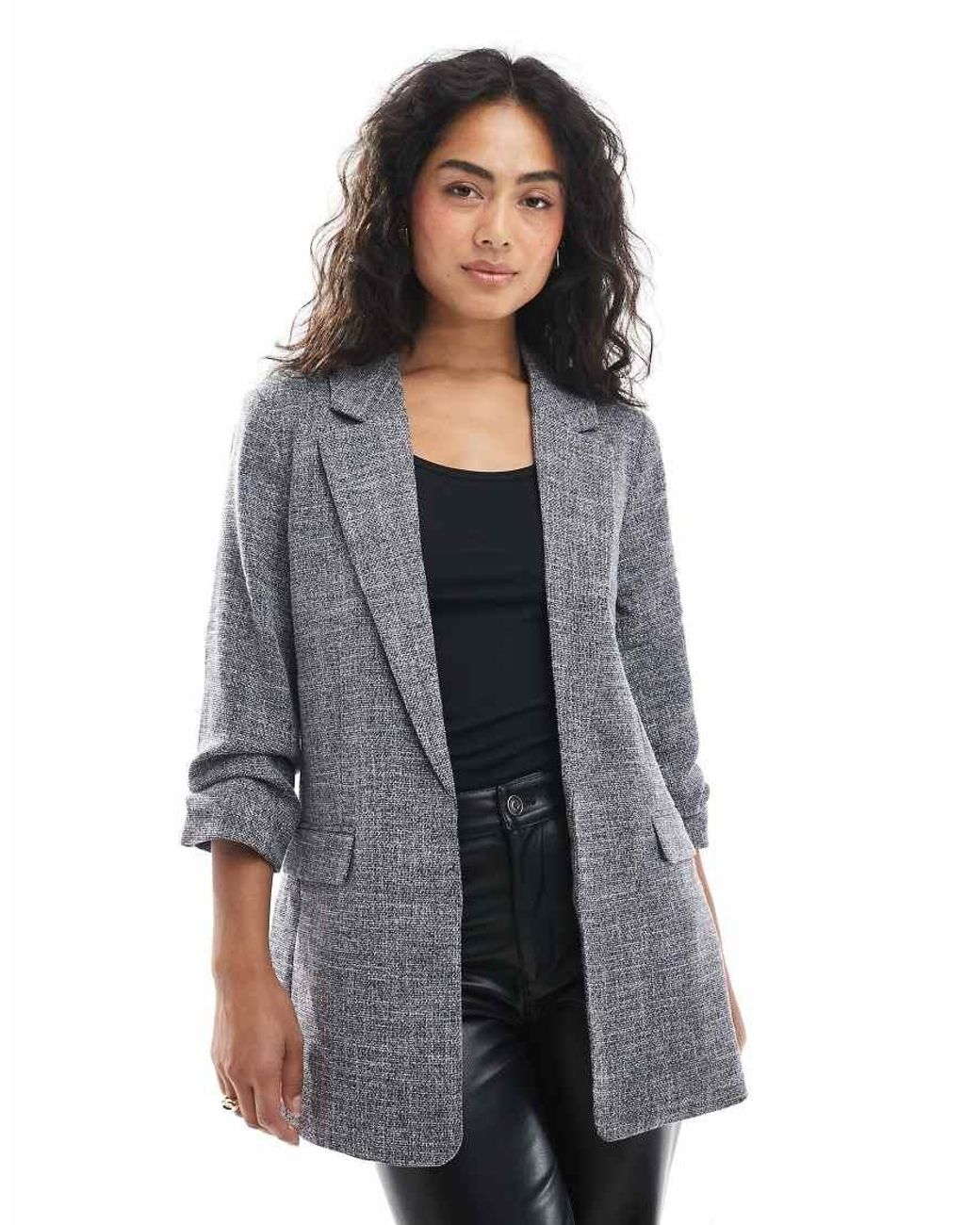 Vero Moda Blue Ruched Sleeve Blazer