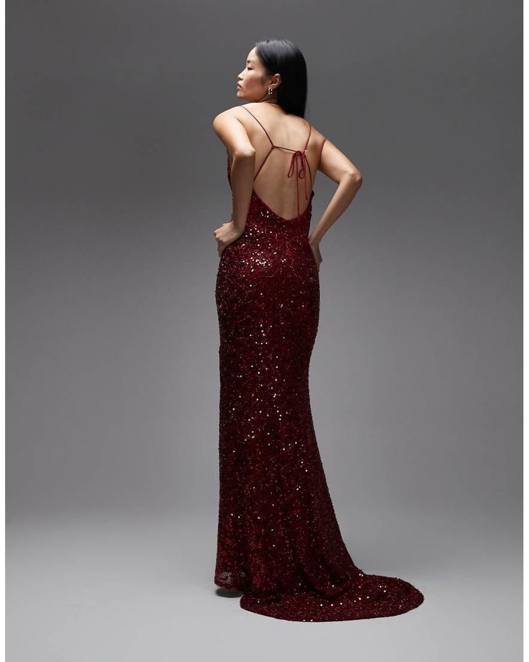 True Decadence Brown Bias Cut Maxi Dress With Tie Back