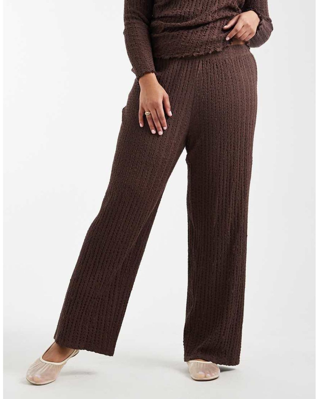 ONLY Brown Textured Trousers Co-Ord