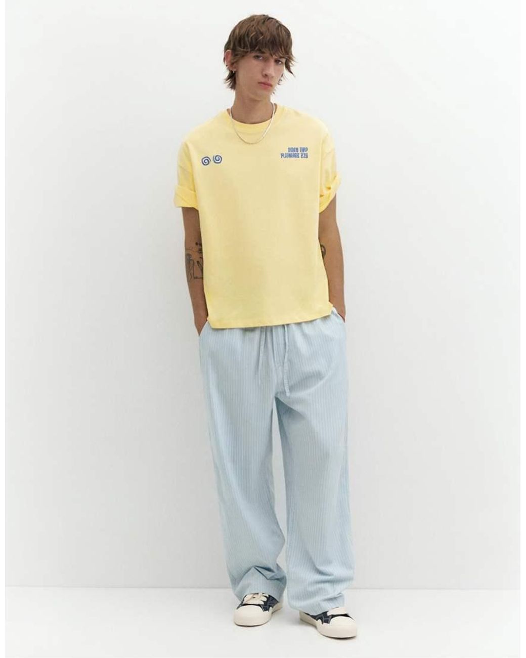 Pull&Bear Yellow Stwd Road Trip Graphic T-shirt for men
