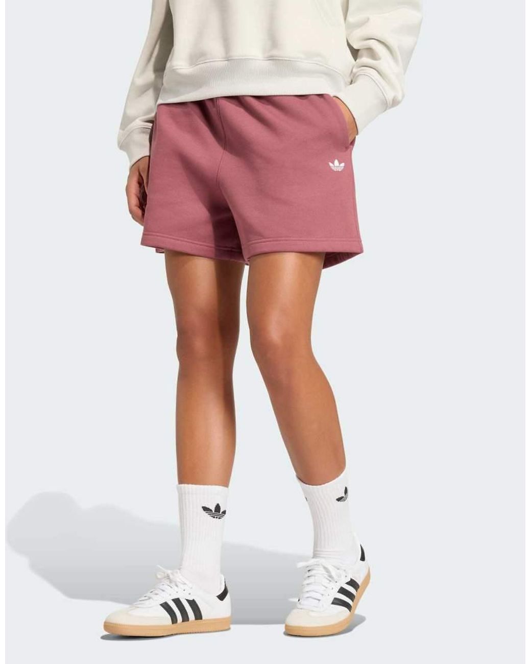 Adidas Originals Red Essentials Fleece Loose Shorts