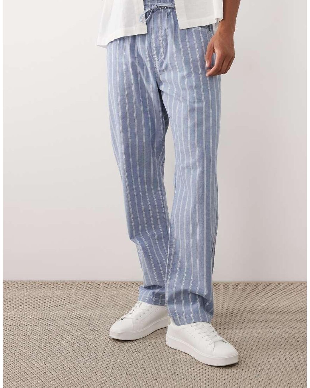 ASOS Blue Straight Fit Trousers for men
