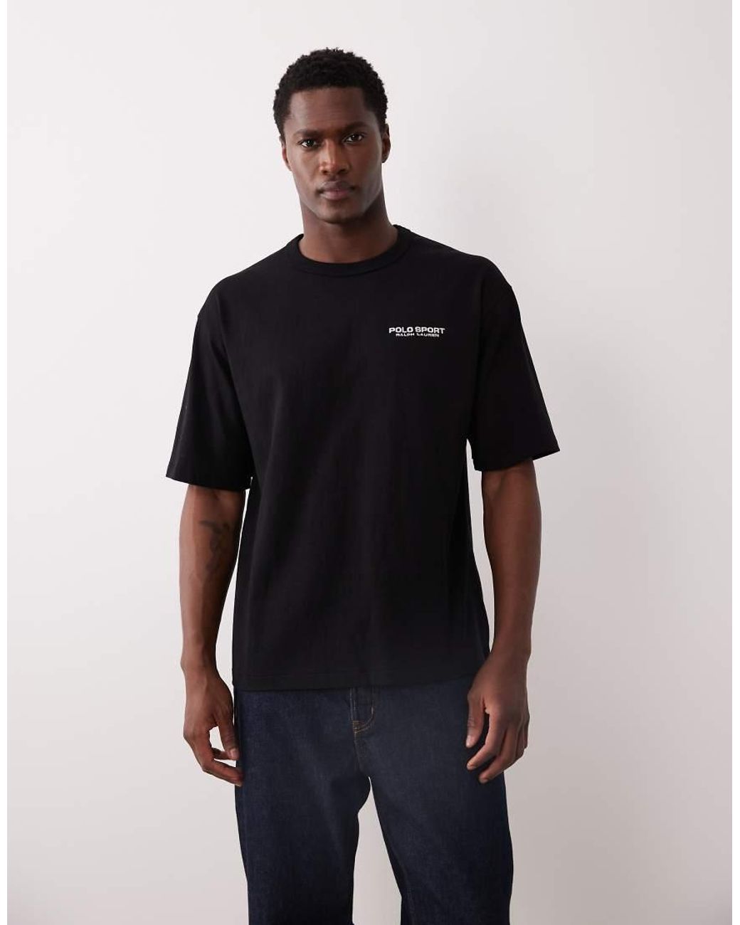 Polo Ralph Lauren Black Sport Relaxed Fit Heavyweight Back Print T-shirt for men